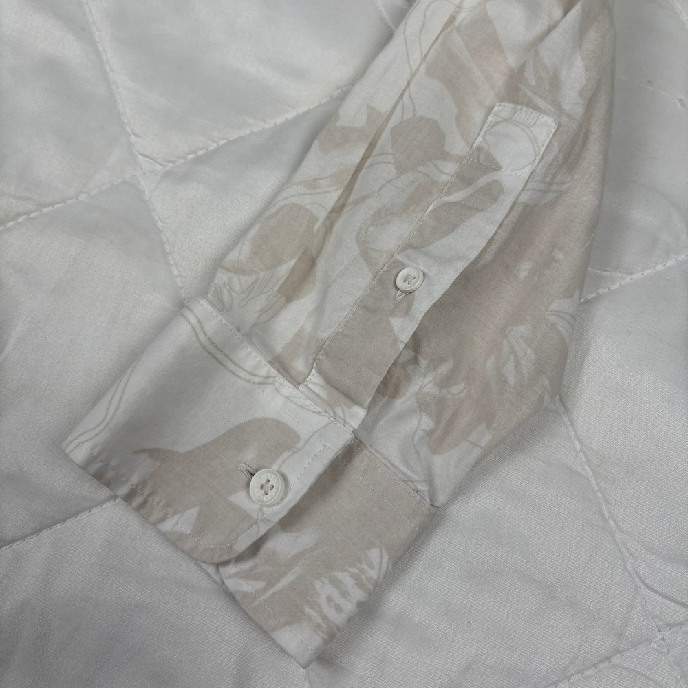 Armani Exchange A|X Logo Button Up Shirt Mens M Beige Abstract Print 100% Cotton - Picture 12 of 13